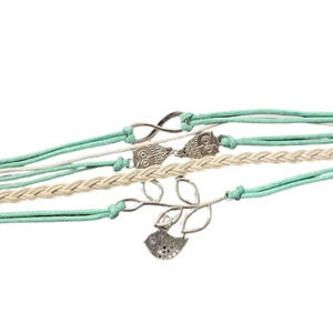 Infinity Owl Bird Faux Leather Multi-layered Bracelet